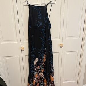 Free People Black and Blue Floral Backless Dress